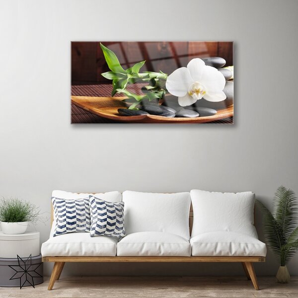 Skleneny obraz Kamene zen biela orchidea 100x50 cm 2 Prívesky