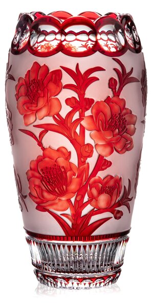 Bohemia Crystal Ručne brúsená váza Sakura Rubín 310mm