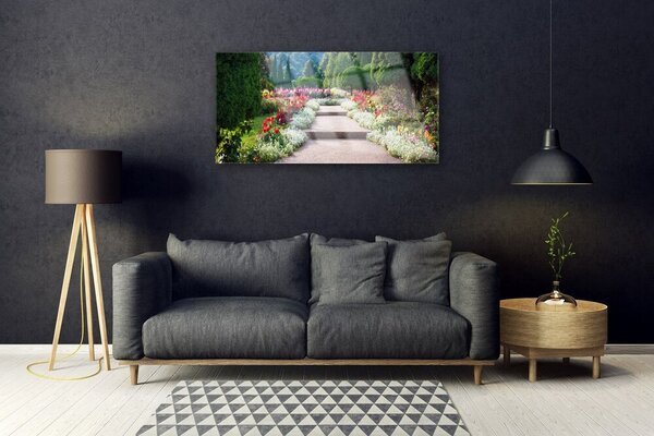 Skleneny obraz Park kvety schody záhrada 100x50 cm 2 Prívesky