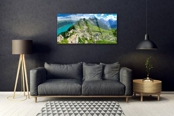 Skleneny obraz Lúka hory príroda príroda 100x50 cm 2 Prívesky