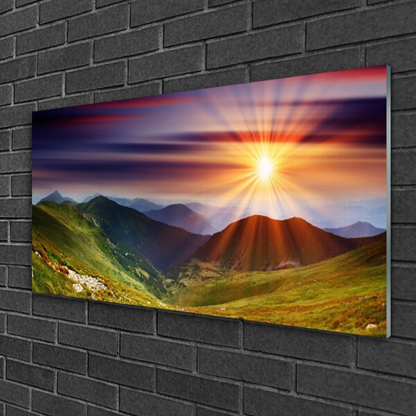 Skleneny obraz Hory západ slnka príroda 100x50 cm 2 Prívesky