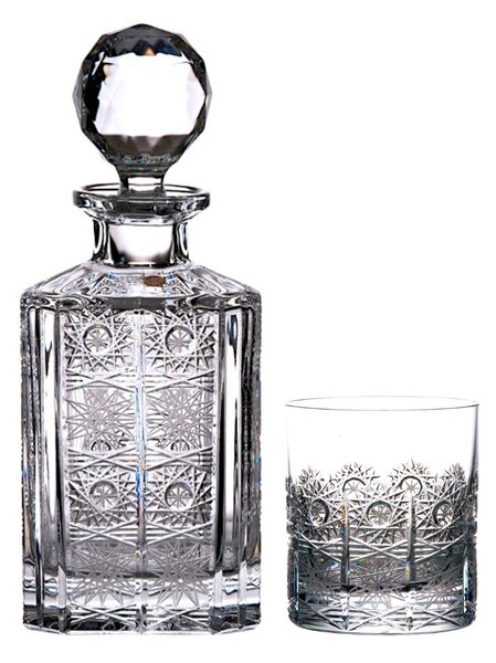 Bohemia Crystal Ručne brúsený whisky set (1 karafa + 2 poháre)