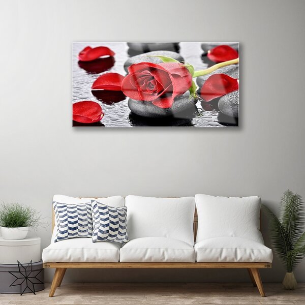 Skleneny obraz Ruže kvet kamene zen 100x50 cm 2 Prívesky