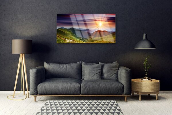 Skleneny obraz Hory západ slnka príroda 100x50 cm 2 Prívesky