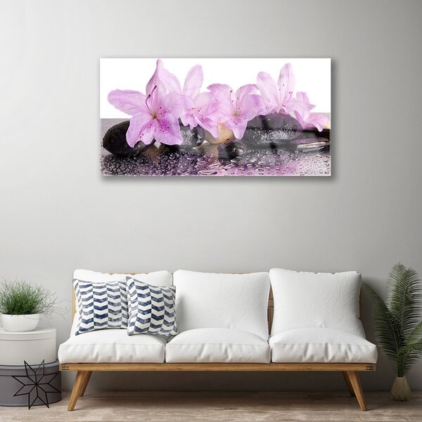 Skleneny obraz Kvety kamene zen kúpele 100x50 cm 2 Prívesky