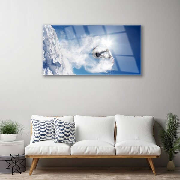 Skleneny obraz Snowboard šport sneh zima 100x50 cm 2 Prívesky