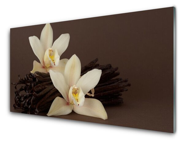 Sklenený obklad Do kuchyne Kvety vanilky do kuchyne 125x50 cm