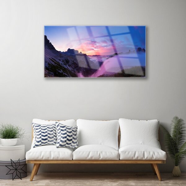 Skleneny obraz Hmla hory východ slnka 100x50 cm 2 Prívesky