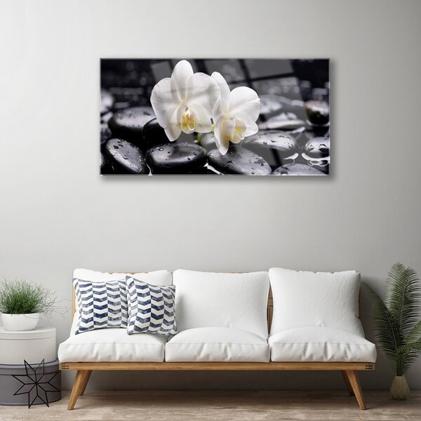 Skleneny obraz Kamene zen biela orchidea 100x50 cm 2 Prívesky