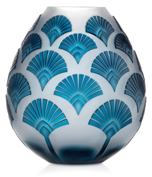 Bohémia Crystal Ručne brúsená váza Art Deco Azur 210mm