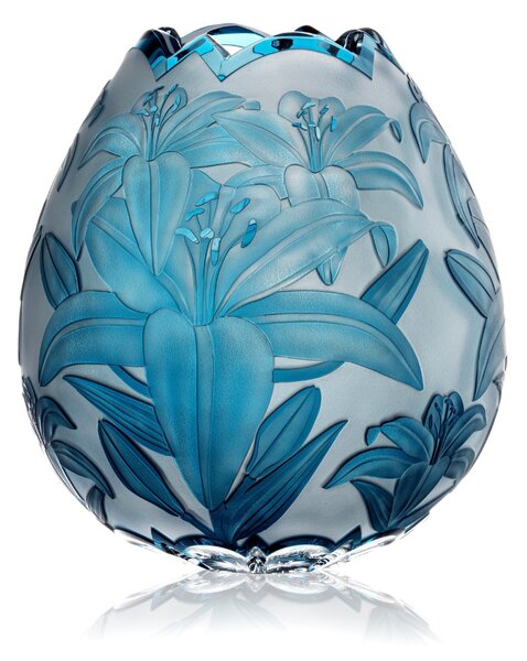 Bohémia Crystal Ručne brúsená váza Lily Azúrová 210mm