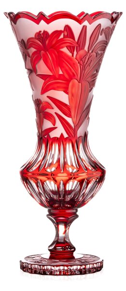 Bohemia Crystal Ručne brúsená váza Ľalia Rubín 430mm