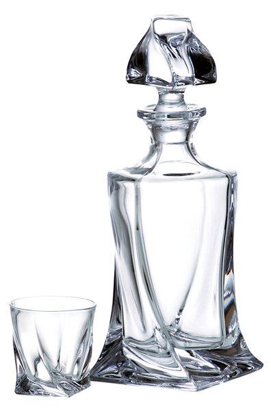 Bohemia Crystal Likér set Quadro 99999/9/99A44/117 (set 1 karafa + 6 pohárov)