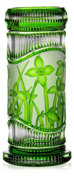 Bohemia Crystal Ručne brúsená váza Kvety Zelená 300mm