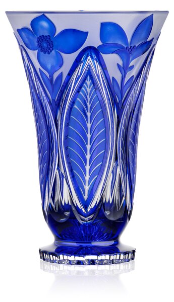 Bohemia Crystal Ručne brúsená váza Sasanka Modrá 305mm