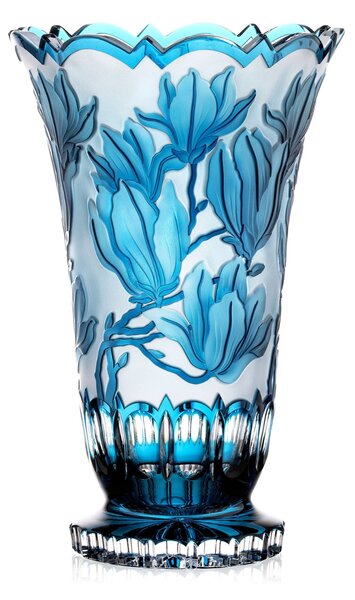 Bohemia Crystal Ručne brúsená váza Magnolia Azur 305mm