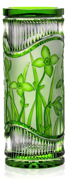 Bohemia Crystal Ručne brúsená váza Kvety Zelená 300mm