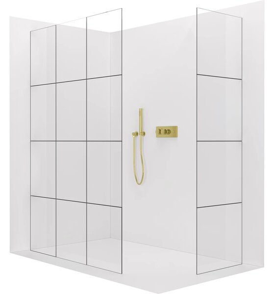 CERANO - Sprchová zástena Walk-in Crystal TL/P - 8 mm - bezvzperový systém - zlatá, industriálne sklo - 160x100x200 cm