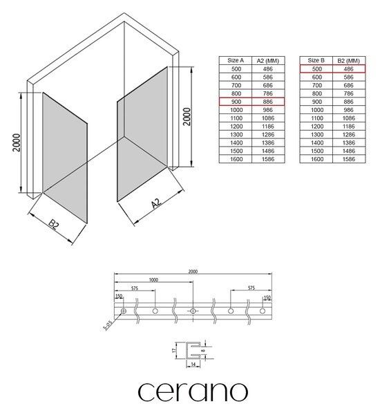 CERANO - Sprchová zástena Walk-in Crystal TL/P - 8 mm - bezvzperový systém - zlatá, bronzové sklo - 90x50x200 cm