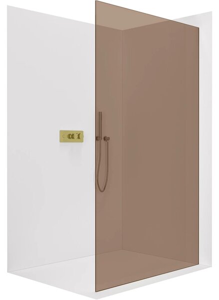 CERANO - Sprchová zástena Walk-in Crystal Ľ/P - 8 mm - bezvzperový systém - zlatá, bronzové sklo - 50x200 cm