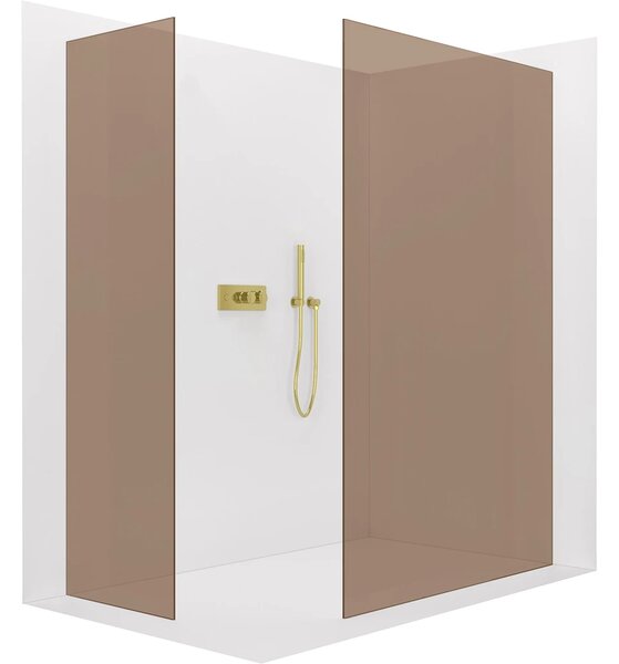 CERANO - Sprchová zástena Walk-in Crystal TL/P - 8 mm - bezvzperový systém - zlatá, bronzové sklo - 90x50x200 cm