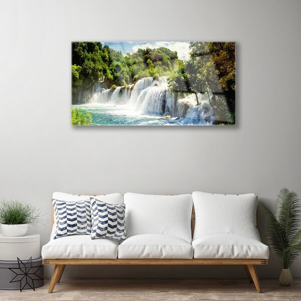 Skleneny obraz Vodopád príroda les 100x50 cm 2 Prívesky