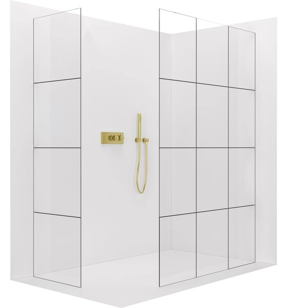 CERANO - Sprchová zástena Walk-in Crystal TL/P - 8 mm - bezvzperový systém - zlatá, industriálne sklo - 160x100x200 cm