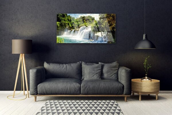 Skleneny obraz Vodopád príroda les 100x50 cm 2 Prívesky