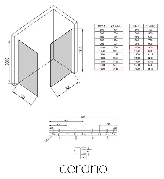 CERANO - Sprchová zástena Walk-in Crystal TL/P - 8 mm - bezvzperový systém - zlatá, industriálne sklo - 160x100x200 cm