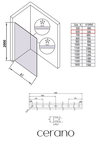 CERANO - Sprchová zástena Walk-in Crystal Ľ/P - 8 mm - bezvzperový systém - zlatá, grafitové sklo - 60x200 cm