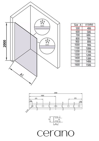 CERANO - Sprchová zástena Walk-in Crystal Ľ/P - 8 mm - bezvzperový systém - zlatá, bronzové sklo - 50x200 cm