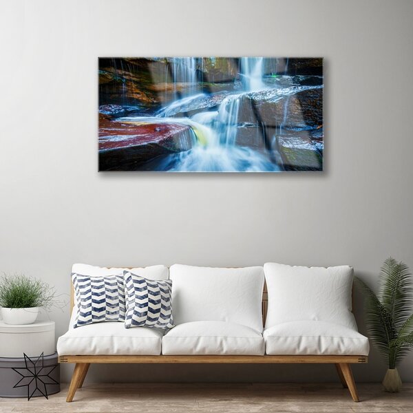 Skleneny obraz Skaly vodopád rieka príroda 100x50 cm 2 Prívesky