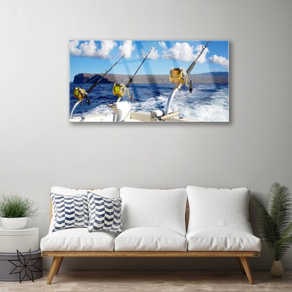 Skleneny obraz Rybárčenie more príroda 100x50 cm 2 Prívesky