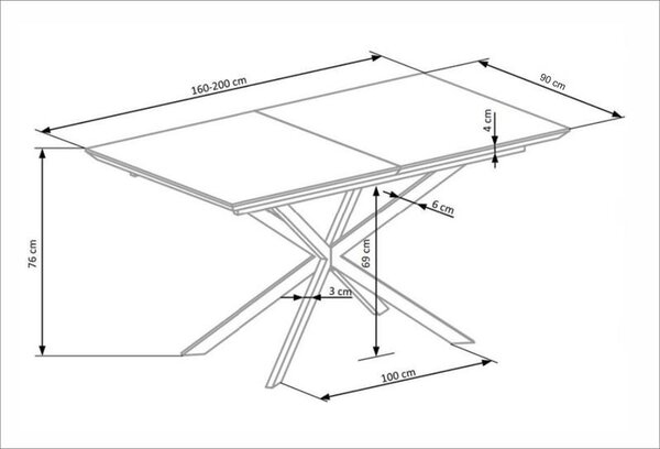 NovýNábytok.sk Rozkladací jedálenský stôl 160-200 cm Delma (mramor biely + čierna + sivá) (pre 6 8 osôb). Vlastná spoľahlivá doprava až k Vám domov. 1048919