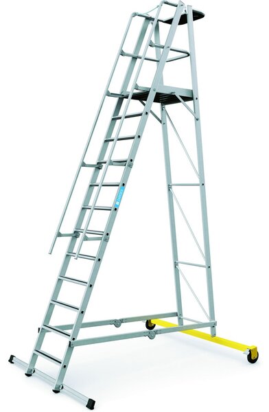 Hliníkový skladací plošinový rebrík, 12 priečok, výška plošiny 3,1 m