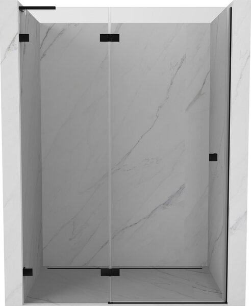 Mexen, Mexen Lunar L Otočné ľavé sprchové dvere 130 cm, transparentné, čierne - 834L-130-000-70-00-L