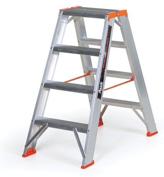 Obojstranné hliníkové schodíky ALVE PREMIUM, 2x4 stupne, výška 0,85 m