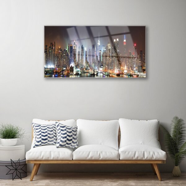 Skleneny obraz Mesto mrakodrapy domy 100x50 cm 2 Prívesky