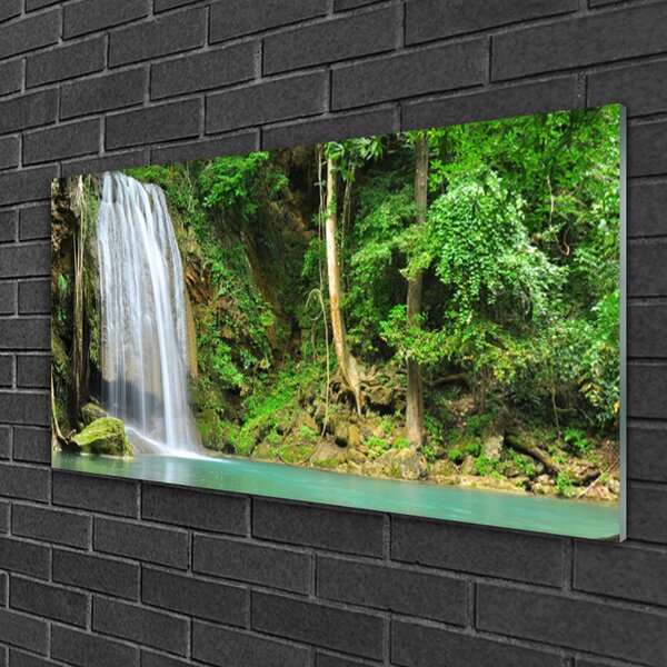 Skleneny obraz Vodopád les príroda 100x50 cm 2 Prívesky