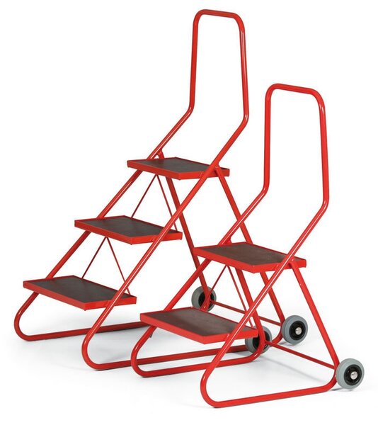 Oceľové mobilné schodíky, 2 stupne, výška plošiny 43 cm
