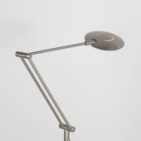 Steinhauer LED stojacia lampa Zenith2, 1-pl. žiarovka, oceľ, diaľkové ovládanie, Hliník / sivá / zinok, Obývacia izba / jedáleň, kov, Moderný, Svetlo na čítanie