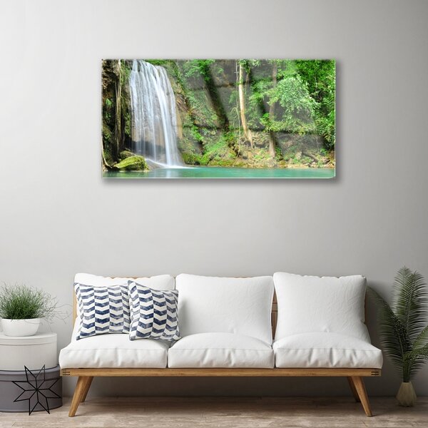 Skleneny obraz Vodopád les príroda 100x50 cm 2 Prívesky