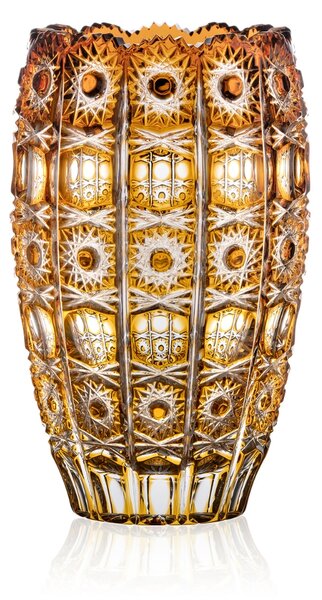 Bohémia Crystal Ručne brúsená váza Murinas Amber 205mm