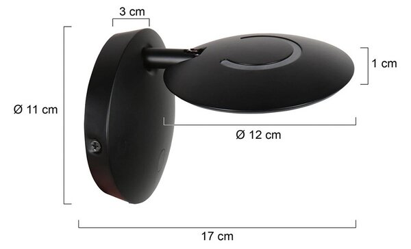 Steinhauer LED nástenné svetlo Zenith 2, čierna, kov, zástrčka, Čierna, Obývacia izba / jedáleň, kov, Moderný, Nástenné svietidlo