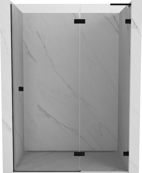 Mexen, Mexen Lunar L Otočné pravé sprchové dvere 130 cm, priehľadné, čierne - 834L-130-000-70-00-P