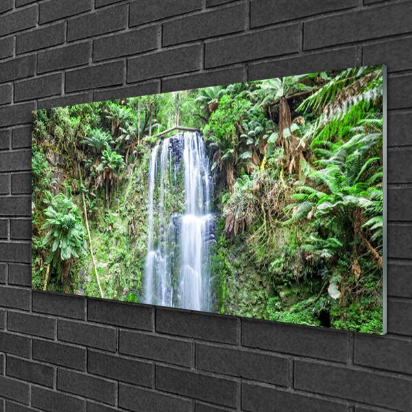 Skleneny obraz Vodopád stromy príroda 100x50 cm 2 Prívesky