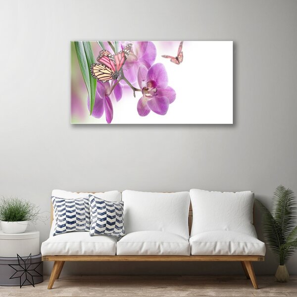 Skleneny obraz Motýle kvety príroda 100x50 cm 2 Prívesky