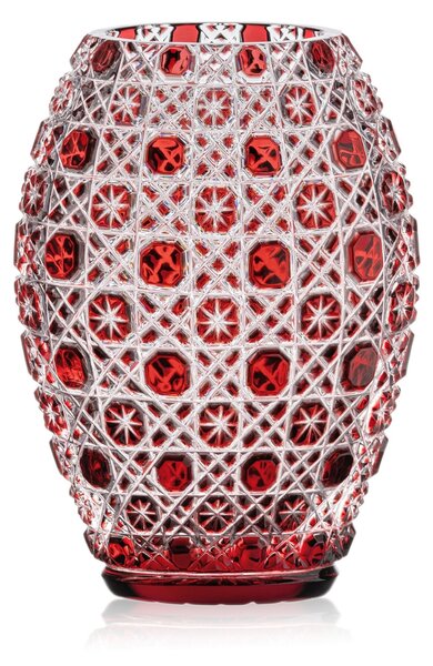 Bohemia Crystal Ručne brúsená váza Osmihran Rubín 205mm