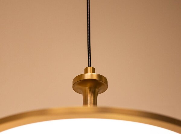 Elstead LED závesné svietidlo Issa, zlatá, Ø 31 cm, kovová, stmievateľné, Mosadz / zlato, Obývacia izba / jedáleň, Hliník, Vintage, Závesné svietidlo