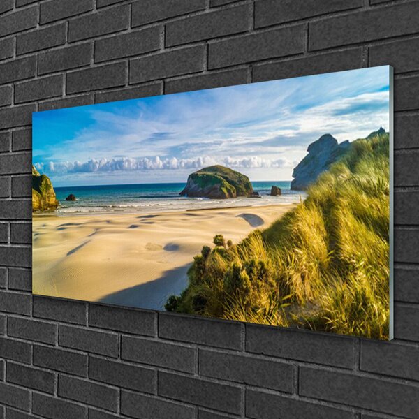 Skleneny obraz Pláž kamene krajina 100x50 cm 2 Prívesky